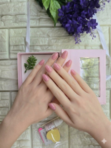 Baby Pink Glossy Ultra Short Nails
